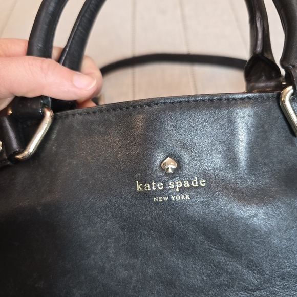 KATE SPADE Hamilton Heights Canteen Black Leather Satchel Cross Body Bag - Picture 7 of 16